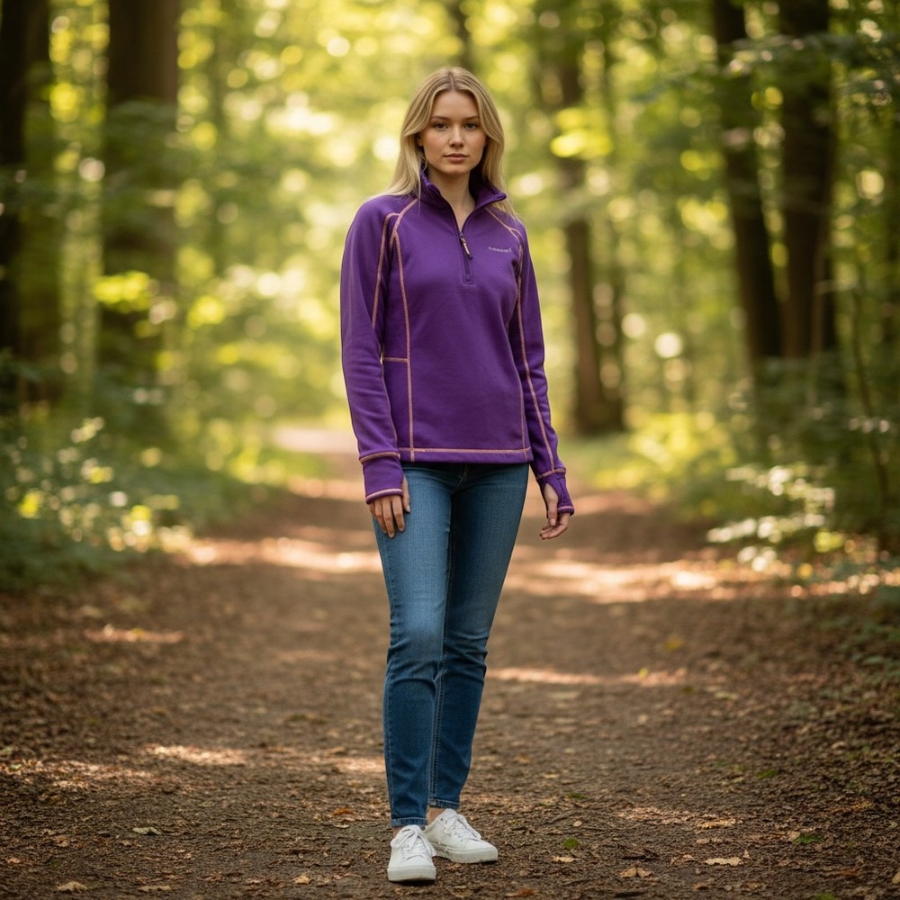 AVALANCHE Women's Medium -Pullover 1/4 Zip Fleece Thumbholes Fast Wicking Purple